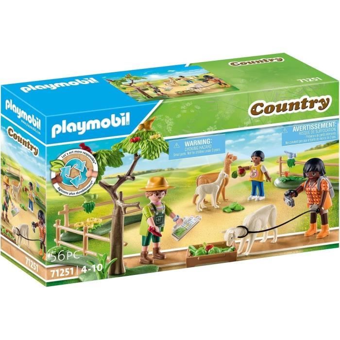 PLAYMOBIL 71251 Enclos a alpagas et randonneurs, Country La Ferme, 56 pieces, Des 4 ans