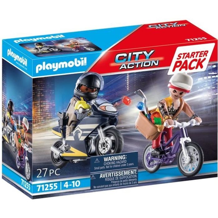 PLAYMOBIL 71255 Starter Pack Agent et voleur, City Action, Les policiers, Des 4 ans