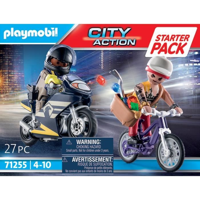 PLAYMOBIL 71255 Starter Pack Agent et voleur, City Action, Les policiers, Des 4 ans