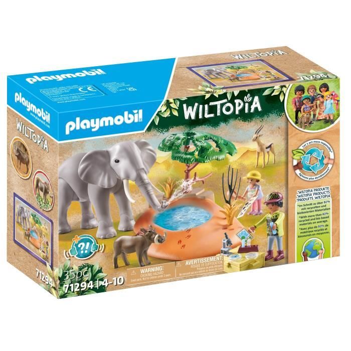 PLAYMOBIL 71294 Explorateurs avec animaux de la savane, Wiltopia, Avec 1 éléphant et des animaux, Des 4 ans