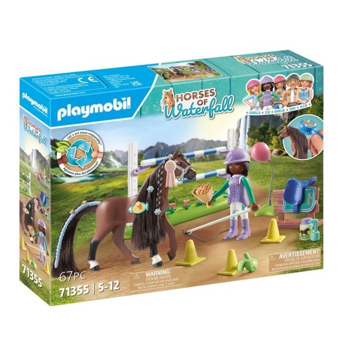 PLAYMOBIL 71355 Zoe & Blaze avec parcours d'obstacles, Horses of Waterfall, 67 pieces, Des 5 ans