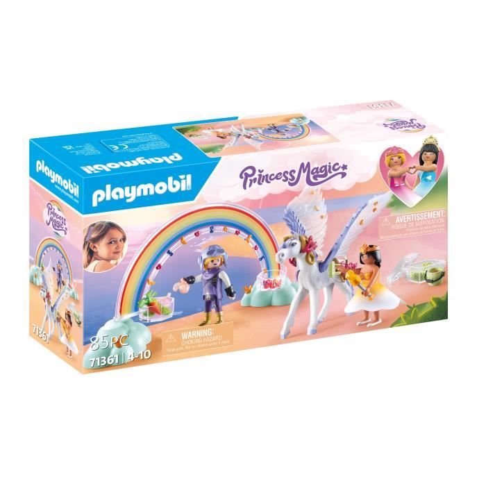 PLAYMOBIL 71361 Cheval ailé a décorer avec princesse, Princess Magic, chevalier et arc-en-ciel, Des 4 ans