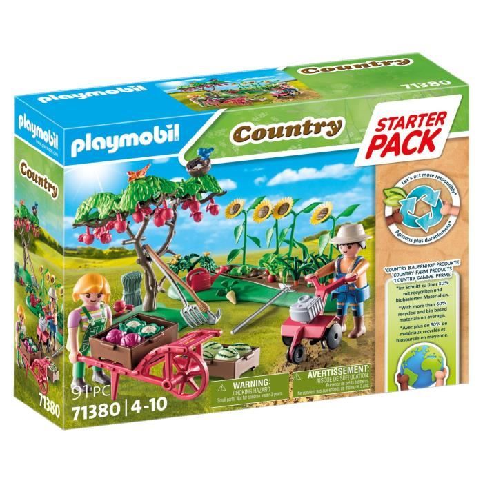 PLAYMOBIL 71380 Starter Pack Jardin potager, Country La vie a la ferme, Avec 2 personnages et accessoires, Des 4 ans