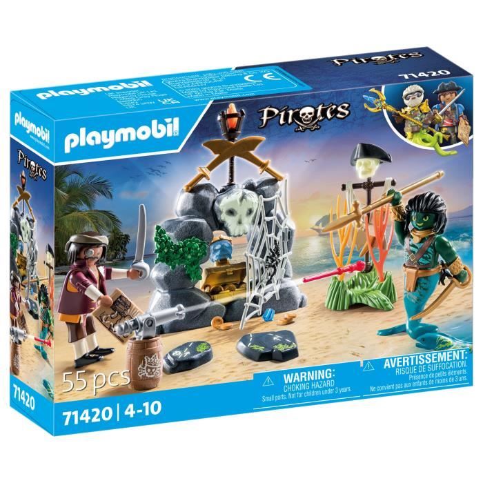 PLAYMOBIL 71420 Pirate avec trésor, Les Pirates, Monstre homme serpent, 55 pieces, Des 4 ans