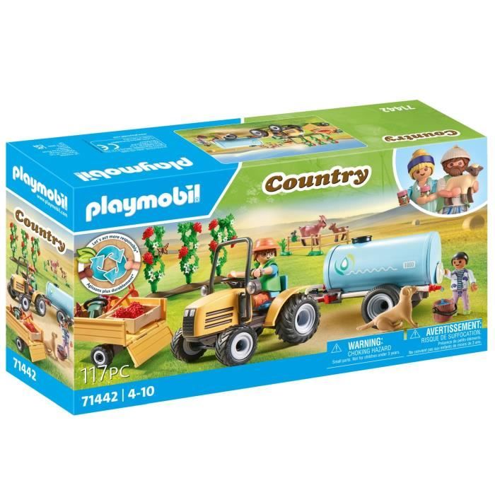 PLAYMOBIL 71442 Fermier avec tracteur et citerne, Country la vie a la ferme, 117 pieces, Des 4 ans