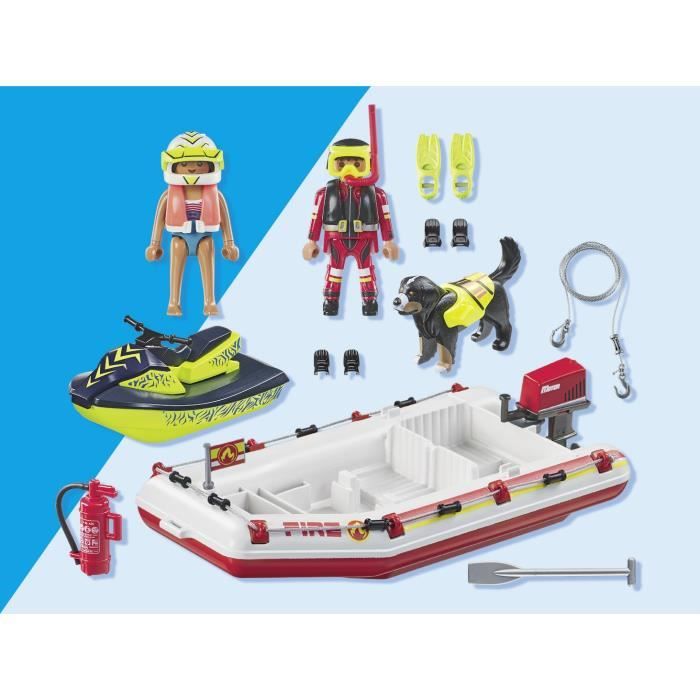 PLAYMOBIL 71464 Bateau de pompier et scooter des mers - Action Hereos - Les pompiers - Des 4 ans