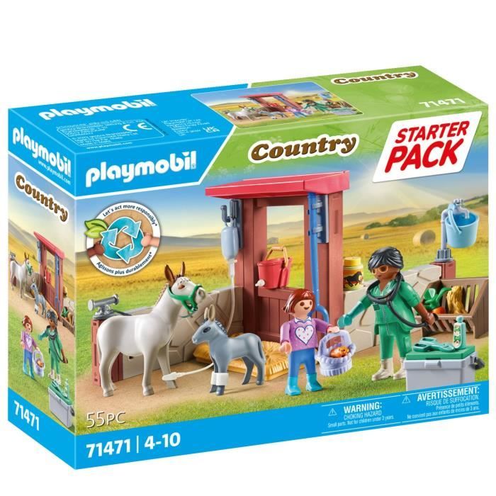 PLAYMOBIL 71471 Vétérinaire avec animaux de la ferme, Country la ferme, 55 pieces, Des 4 ans
