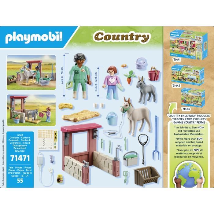 PLAYMOBIL 71471 Vétérinaire avec animaux de la ferme, Country la ferme, 55 pieces, Des 4 ans