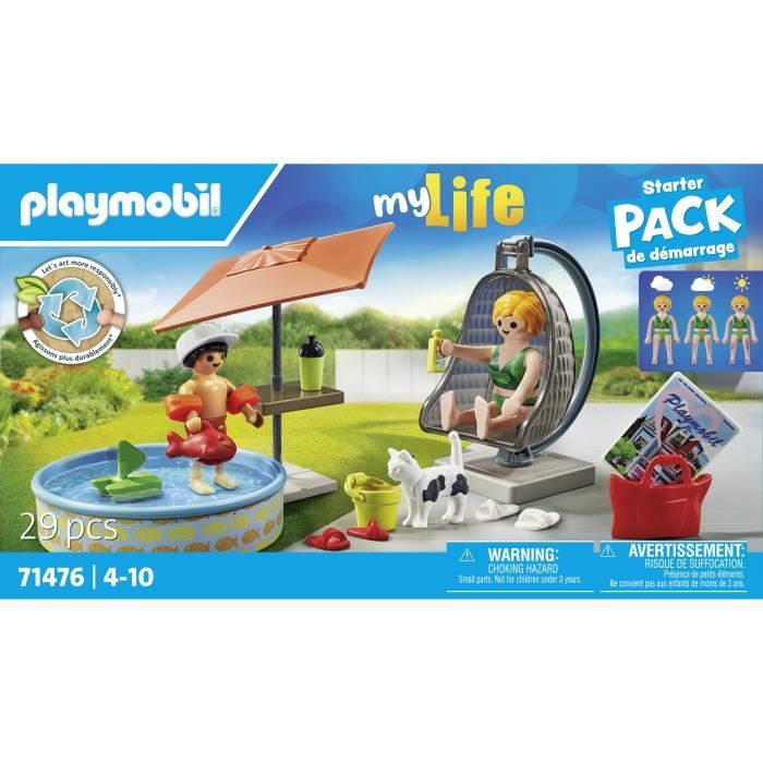 PLAYMOBIL 71476 StarterPack Maman et enfant avec fauteuil suspendu, My Life, 29 pieces, Des 4 ans