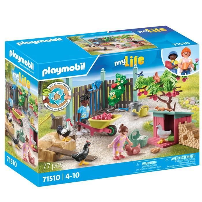 PLAYMOBIL 71510 Poulailler et jardin, My Life, 77 pieces, Des 4 ans