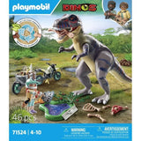 PLAYMOBIL 71524 Explorateur avec moto et tyrannosaure, Dinos, 46 pieces, Des 4 ans