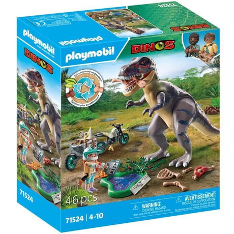 PLAYMOBIL 71524 Explorateur avec moto et tyrannosaure, Dinos, 46 pieces, Des 4 ans