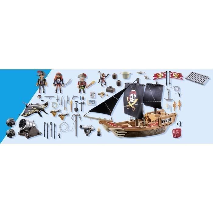 PLAYMOBIL 71530 Bateau pirates, 137 pieces dont 3 personnages et 4 animaux, Les Pirates, Jeu de rôle créatif, Des 4 ans