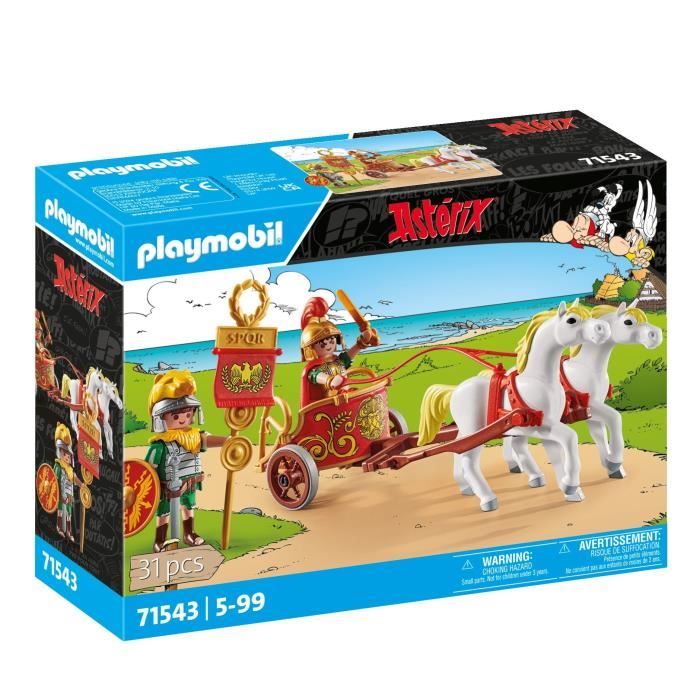 PLAYMOBIL 71543 Char romain et chevaux, Astérix, Avec 2 personnages dont Brutus