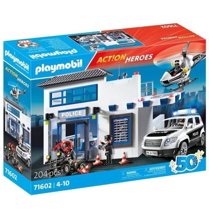 PLAYMOBIL 71602 Poste de police et véhicules, Les Policiers, Action Heroes, 159 pieces, Des 4 ans
