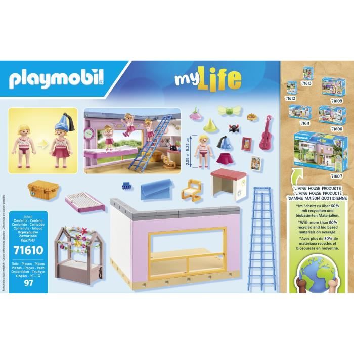 PLAYMOBIL 71610 Chambre d'enfant avec lit cabane, My Life Maison d'architecte, 97 pieces, Des 4 ans