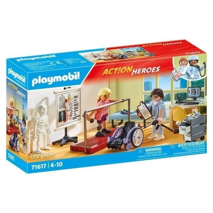 PLAYMOBIL 71617 Atelier de kinésithérapie, L'hôpital, Action Heroes, 69 pieces, Des 4 ans