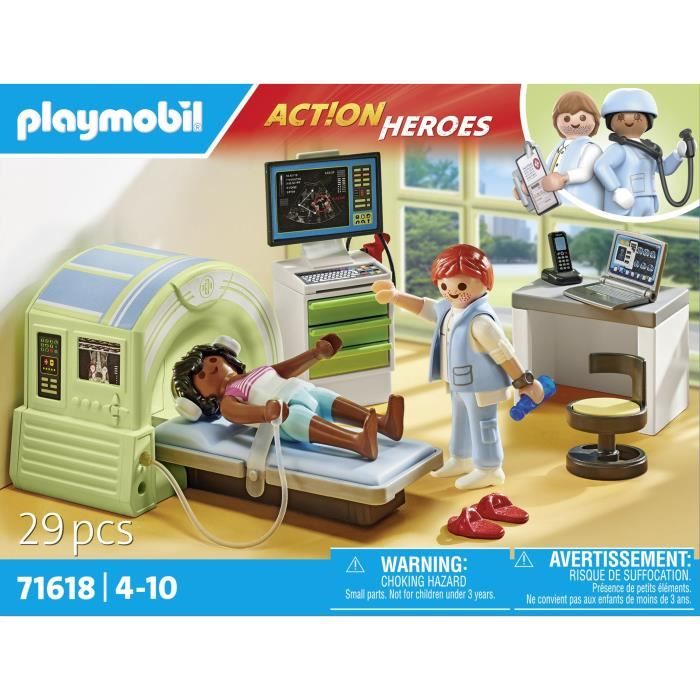 PLAYMOBIL 71618 Scanner médical avec patiente, City Life, L'Hôpital, 29 pieces, Des 4 ans
