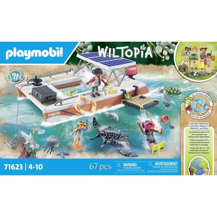 PLAYMOBIL 71623 Bateau de surveillance des récifs coralliens, 67 pieces, Des 4 ans