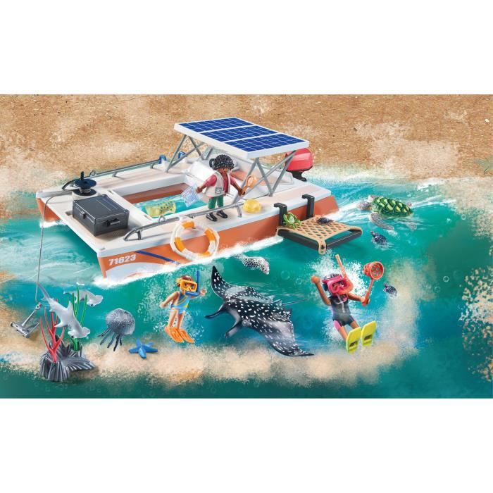 PLAYMOBIL 71623 Bateau de surveillance des récifs coralliens, 67 pieces, Des 4 ans
