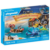 PLAYMOBIL 71636 Calendrier l'Avent Pirate, 24 surprises, 98 pieces, Des 4 ans