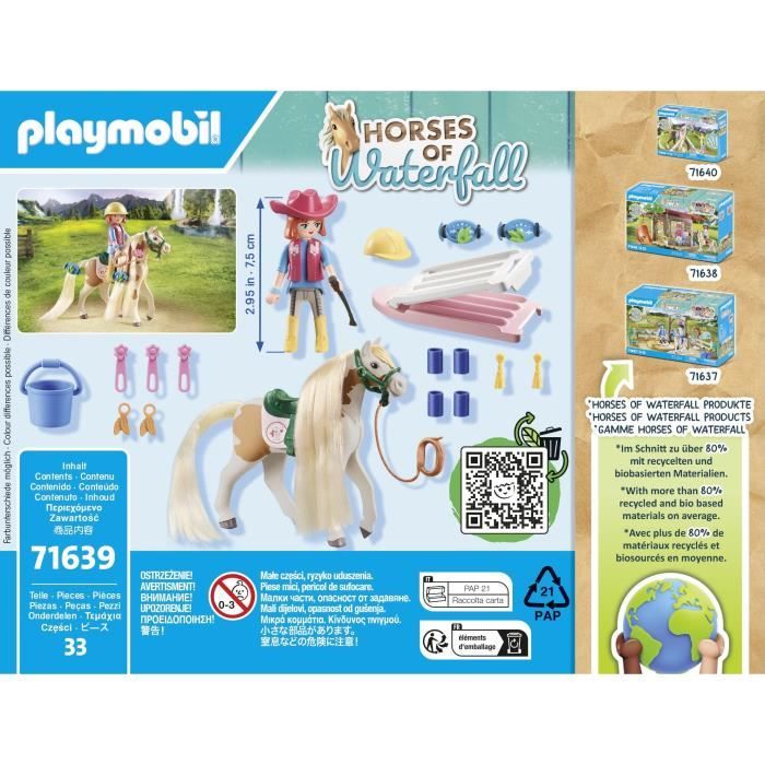 PLAYMOBIL 71639 Ellie avec cheval, Horses of Waterfall, 33 pieces, Des 4 ans