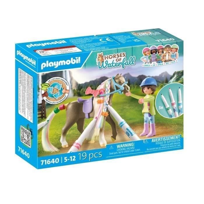 PLAYMOBIL 71640 Cavaliere avec criniere de cheval a colorier, Horses of Waterfall, 19 pieces Des 5 ans