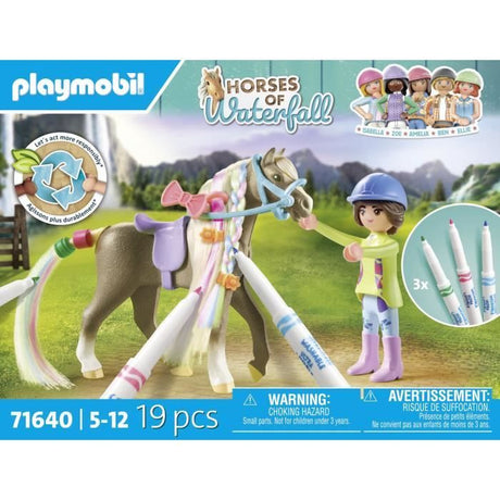 PLAYMOBIL 71640 Cavaliere avec criniere de cheval a colorier, Horses of Waterfall, 19 pieces Des 5 ans