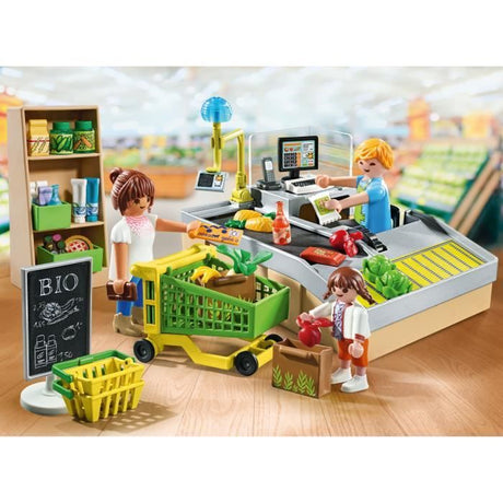 PLAYMOBIL 71648 Caisse de paiement supermarché, My Life le shopping, Promo Pack, 65 pieces, Des 4 ans