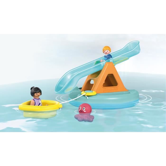 PLAYMOBIL Junior 71687 Ilôt avec toboggan aquatique, Jouet pour le bain, Des 12 mois