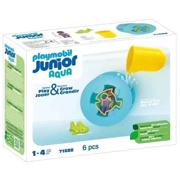 PLAYMOBIL Junior 71688 Roue aquatique avec bébé requin, Comprend un personnage, un bébé requin et une roue aquatique, Des 12 mois