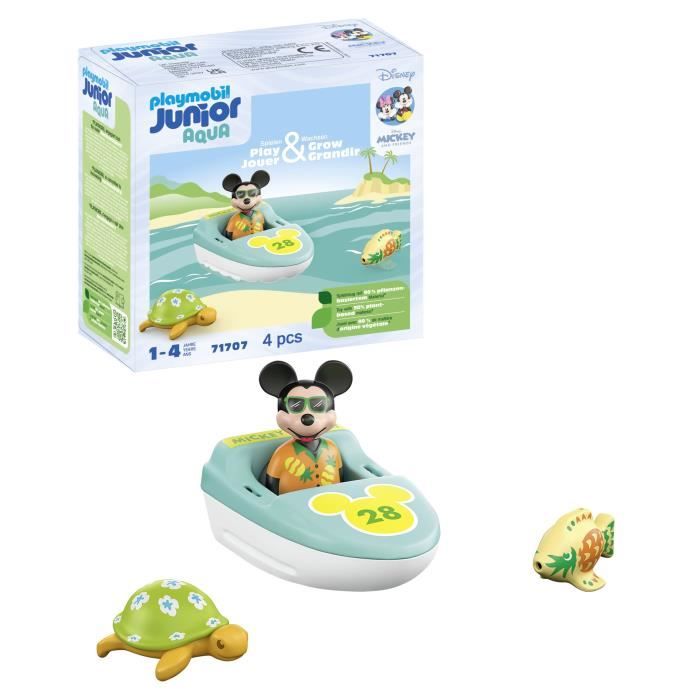 PLAYMOBIL Junior 71707 Mickey avec bateau, Flotte dans l'eau, Jouet pour le bain, Junior & Disney, Des 12 mois