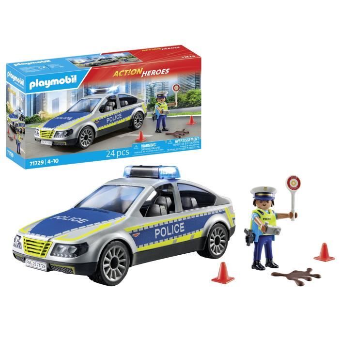 PLAYMOBIL 71729 Voiture police avec sirene et gyrophare, Action Heroes, Les policiers, 24 pieces, Des 4 ans