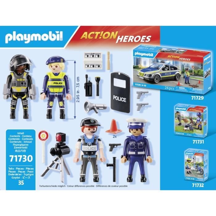 PLAYMOBIL 71730 Set métiers de la police 4 policiers, Action Heroes, Les policiers, 35 pieces, Des 4 ans
