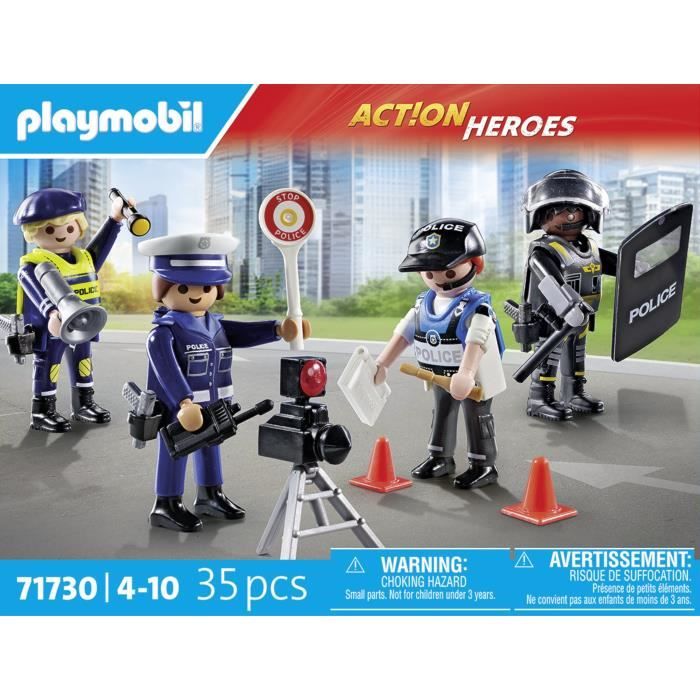 PLAYMOBIL 71730 Set métiers de la police 4 policiers, Action Heroes, Les policiers, 35 pieces, Des 4 ans