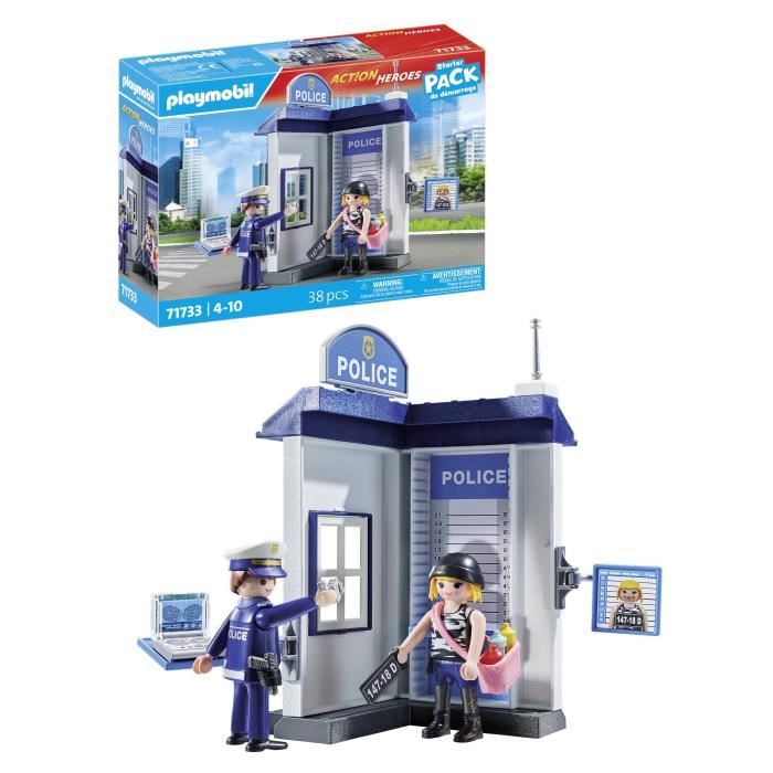 PLAYMOBIL 71733 Salle d'interrogatoire police, relevé d'empreintes, Action Heroes, Les policiers, 38 pieces, Des 4 ans