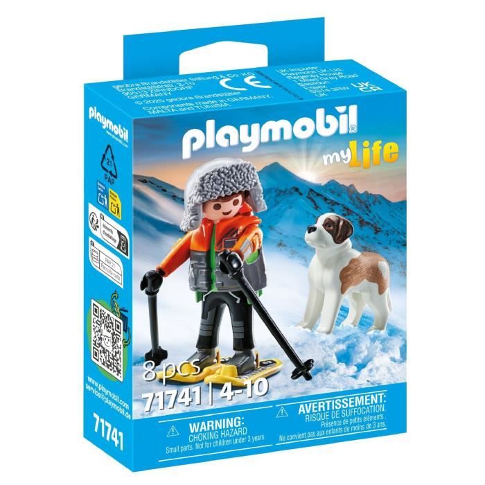 PLAYMOBIL 71741 Garçon en raquettes avec Saint Bernard