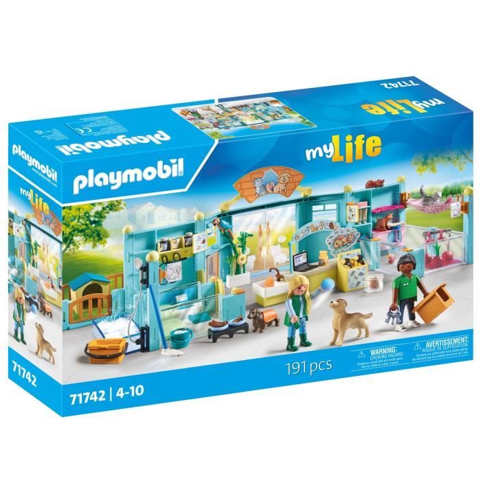 PLAYMOBIL 71742 Hôtel des animaux, soigneurs, chiens et chats, My Life, 191 pieces, Des 4 ans