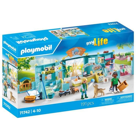 PLAYMOBIL 71742 Hôtel des animaux, soigneurs, chiens et chats, My Life, 191 pieces, Des 4 ans
