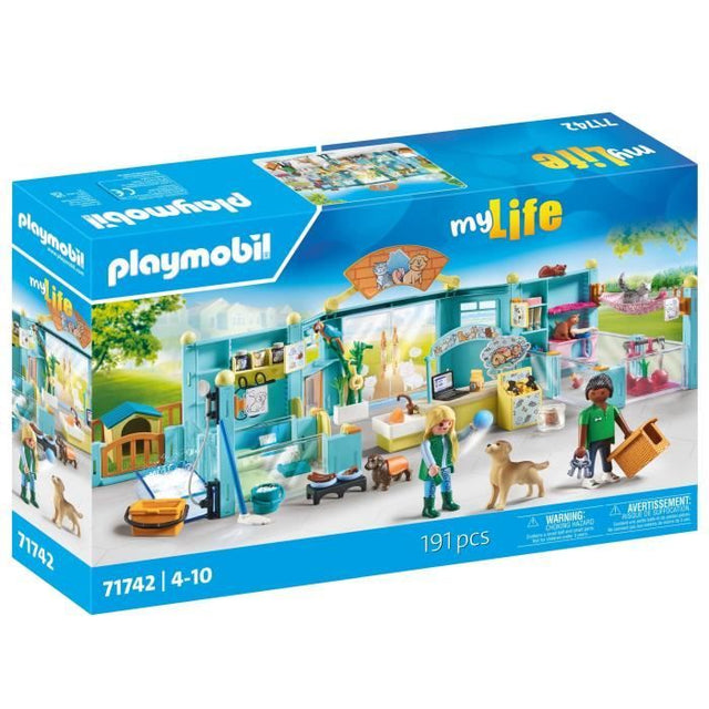 PLAYMOBIL 71742 Hôtel des animaux, soigneurs, chiens et chats, My Life, 191 pieces, Des 4 ans
