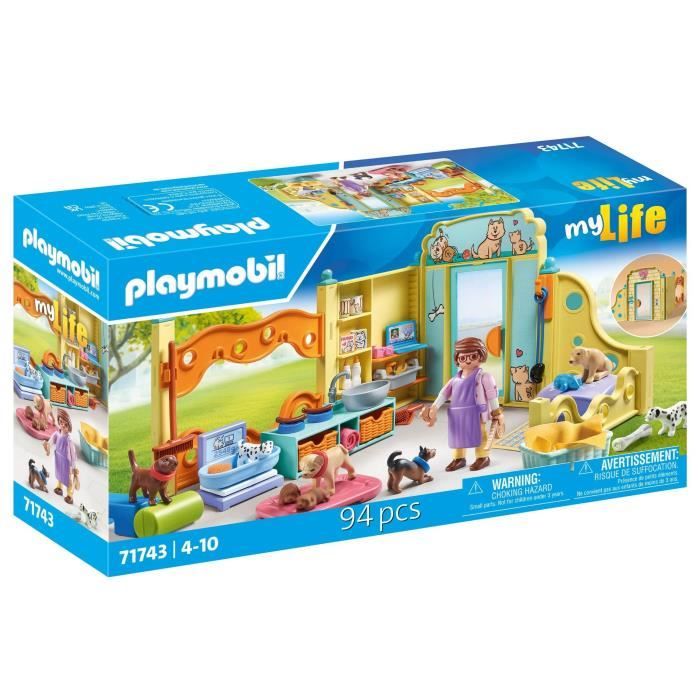 PLAYMOBIL 71743 Centre de soin canin avec 8 chiens et soigneur, My Life, 94 pieces, Des 4 ans