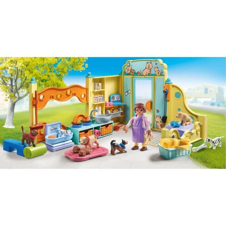 PLAYMOBIL 71743 Centre de soin canin avec 8 chiens et soigneur, My Life, 94 pieces, Des 4 ans