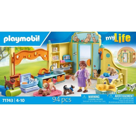 PLAYMOBIL 71743 Centre de soin canin avec 8 chiens et soigneur, My Life, 94 pieces, Des 4 ans