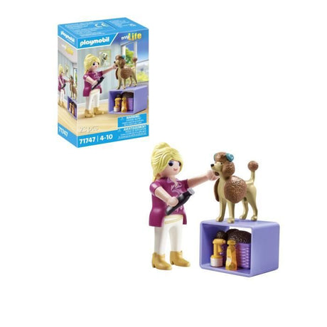 PLAYMOBIL 71747 Toiletteuse avec caniche et accessoires, My Life, 23 pieces, Des 4 ans