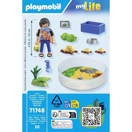 PLAYMOBIL 71748 Garçon avec famille de tortues dans un terrarium, My Life, 20 pieces, Des 4 ans