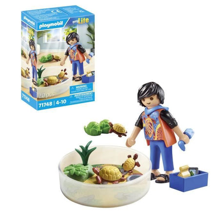 PLAYMOBIL 71748 Garçon avec famille de tortues dans un terrarium, My Life, 20 pieces, Des 4 ans