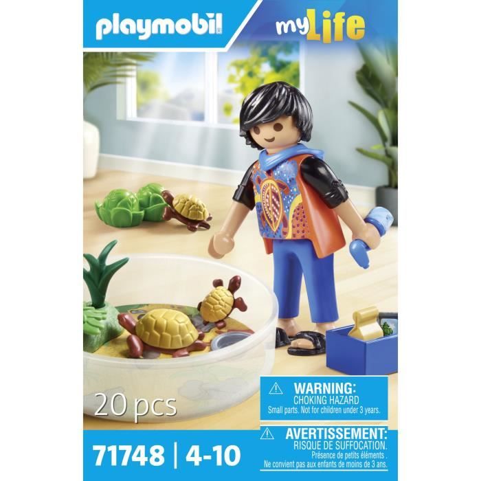 PLAYMOBIL 71748 Garçon avec famille de tortues dans un terrarium, My Life, 20 pieces, Des 4 ans