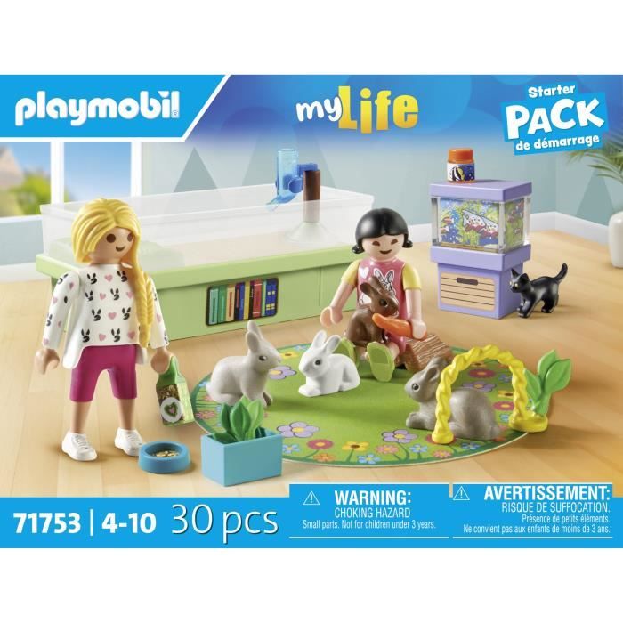 PLAYMOBIL 71753 Animalerie avec enclos a lapins, My Life, Soin des animaux, 30 pieces, Des 4 ans