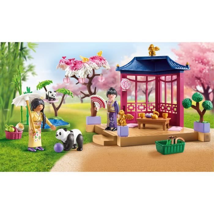 PLAYMOBIL 71762 Jardin asiatique avec deux personnages et pandas, Promo pack, 111 pieces, Des 4 ans