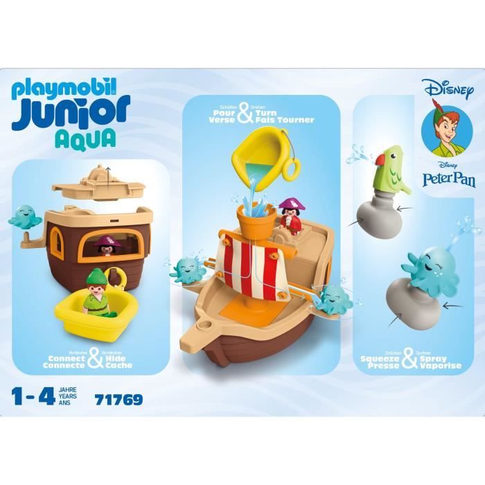 PLAYMOBIL Junior 71769 Peter Pan et bâteau pirate, Disney, 12 pieces, Des 12 mois